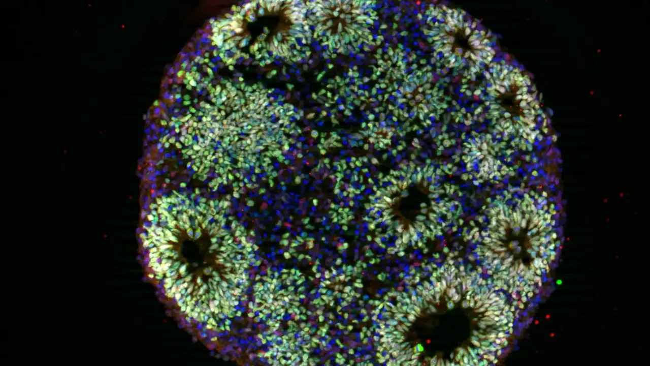 Uma imagem microscópica de um organoide cerebral